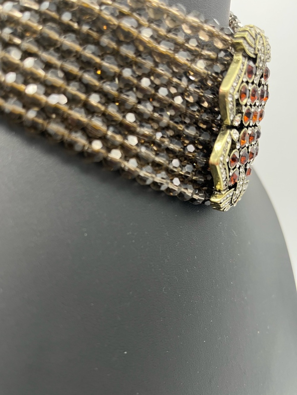 Heidi Daus Dazzling Swarovski Crystal Beaded Choker Necklace Brown NWOT - Picture 3 of 10